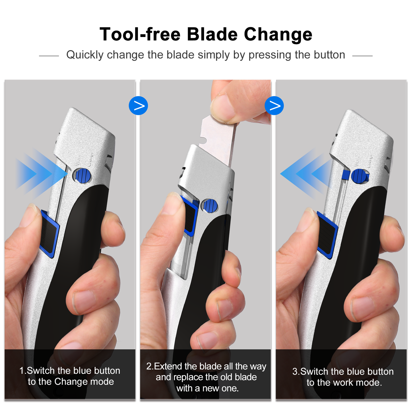 HAUTMEC Utility Knife Double Self Retraction Mechnism with Retractable Blade Heavy Duty Box Cutter with Zinc Alloy Body,Tool-free Blade Change,Premium High Safety HT0351-KN…
