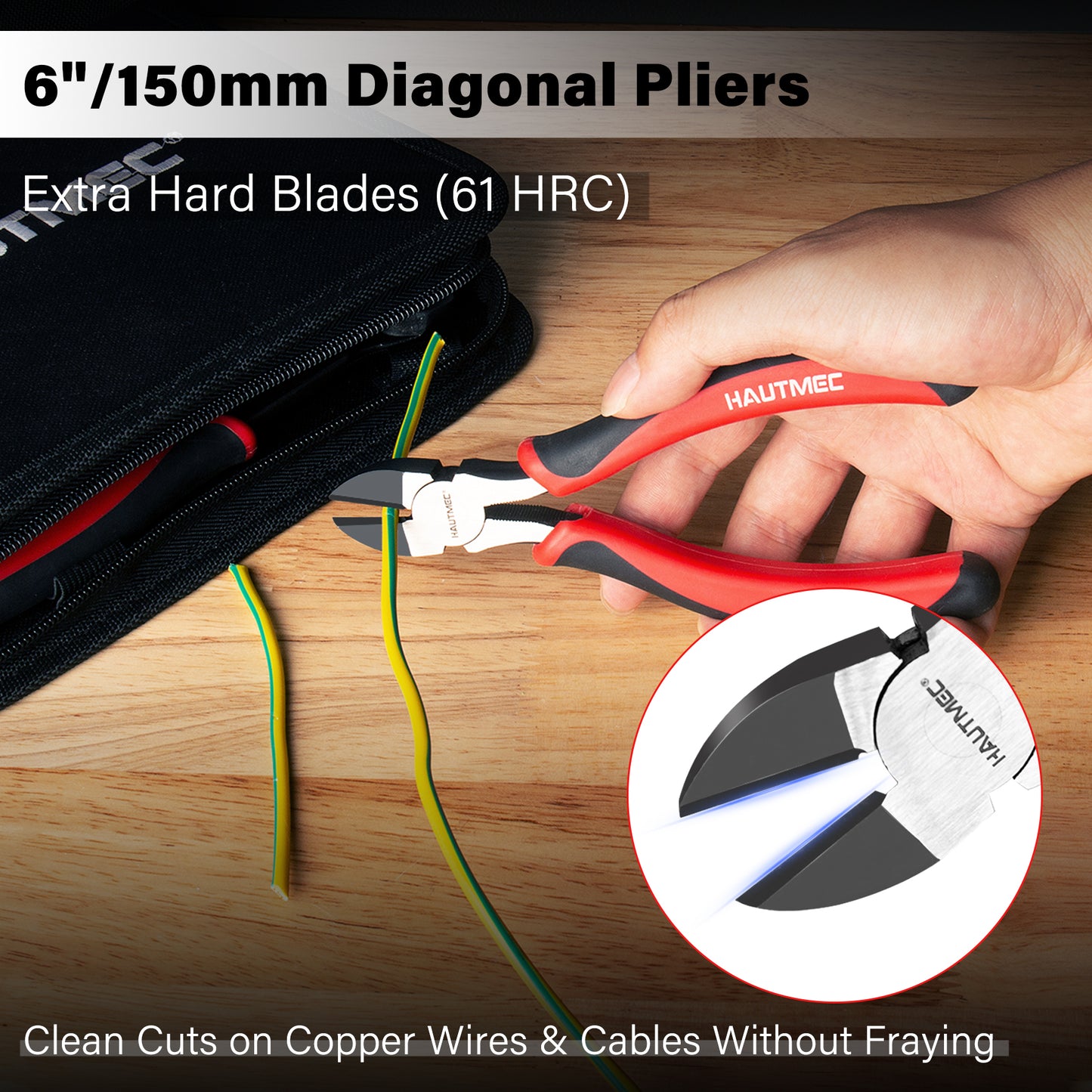 HAUTMEC 5-Piece Bi-Material Pliers Set, Including Slip-joint, Long Nose, Diagonal, Linesman, Groove Joint Pliers, Multi-Purpose for Repair, Home Maintenance, HTPTM25035