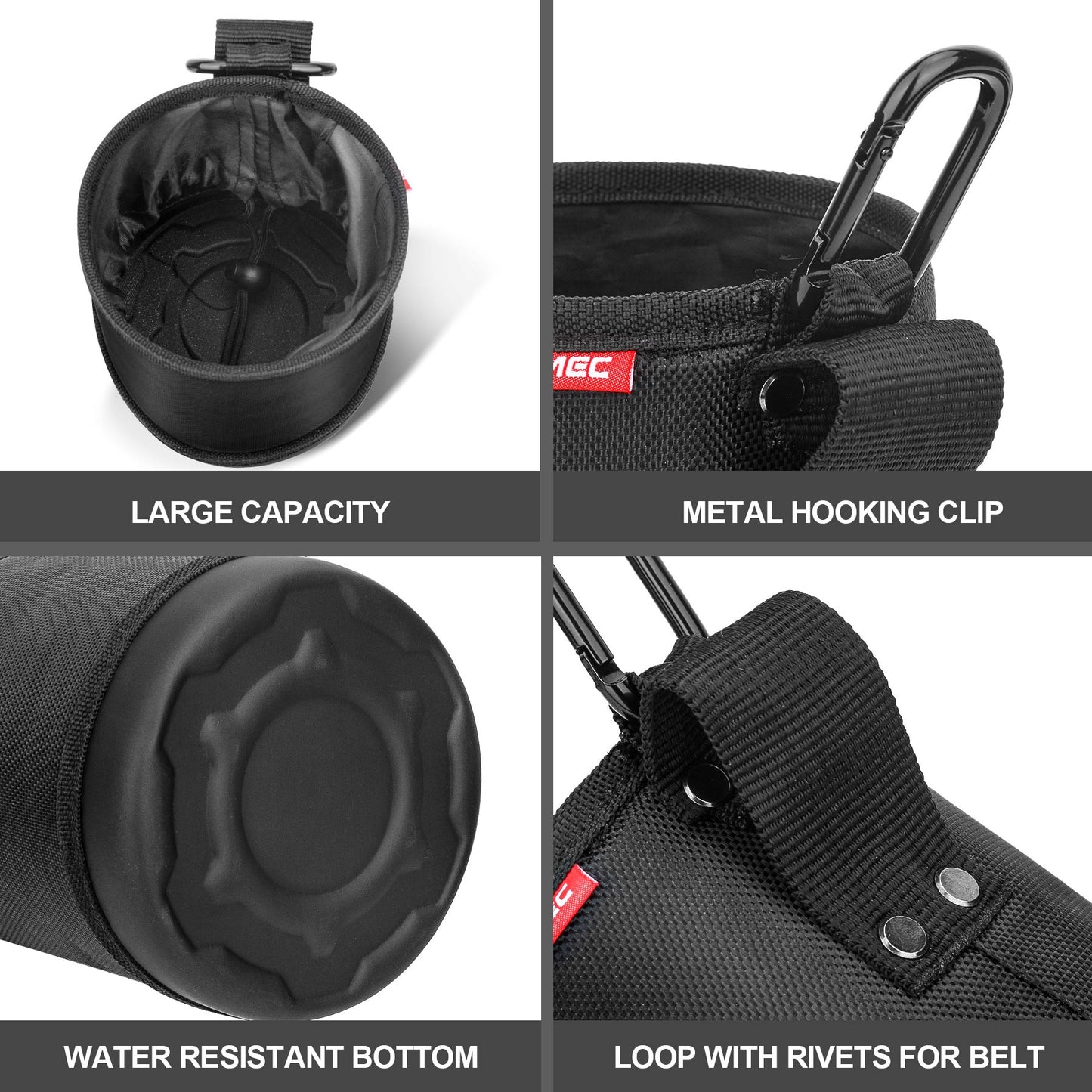 HAUTMEC Tool Pouch Combo Set, Heavy Duty 1680D Wear-Resistant Utility Tool Bags with EVA Molded Base, Drawstring Closure and Clip Hook, Ideal for Screws, Nails, Small Tools, HT0404