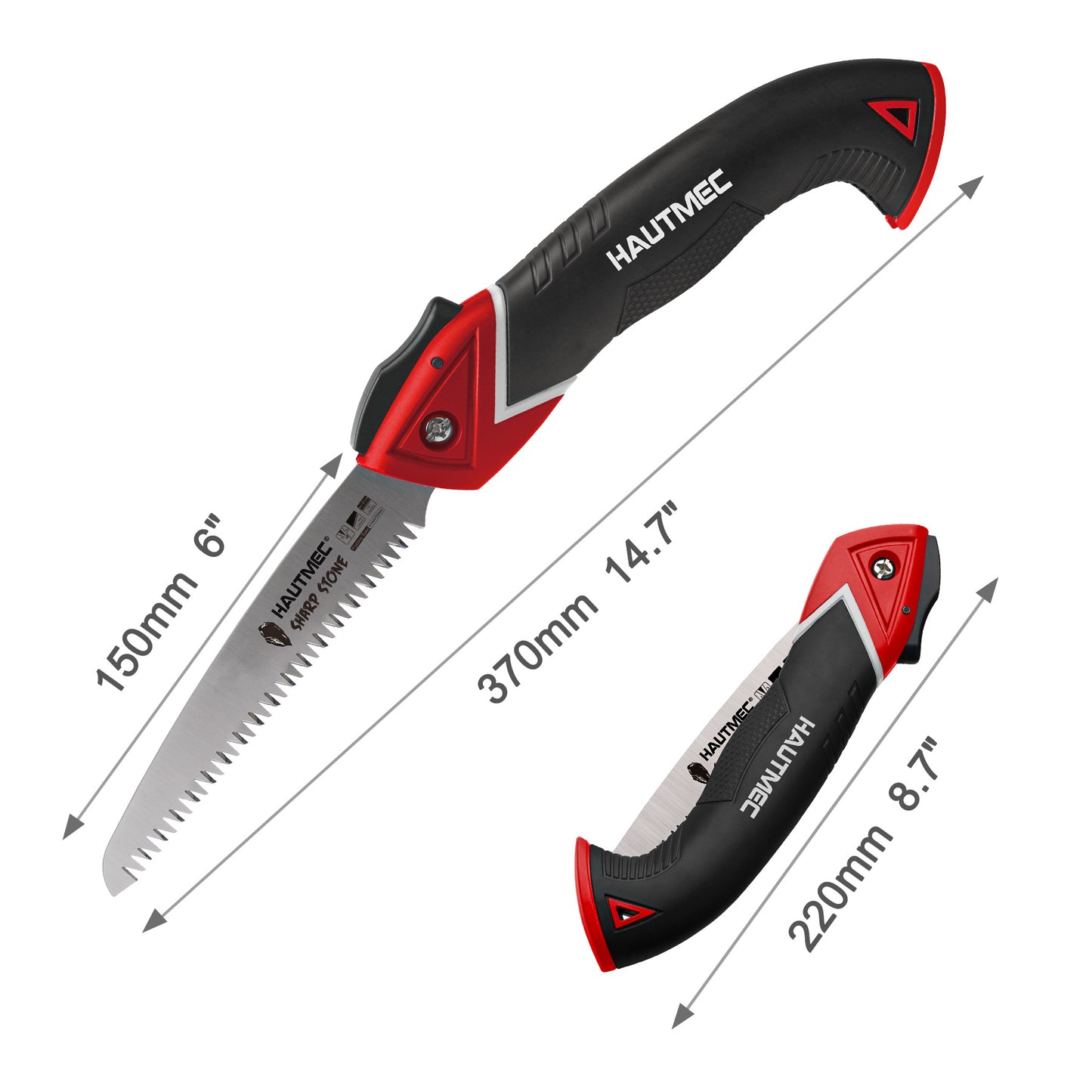 HAUTMEC 6 Inch Heavy Duty Pruning Handsaw of Sharp Stone Serie, SK5 Foldable Blade, Triple-cut Teeth, for Wood Cutting, Garden Camping, Landscaping, Tree Trimming HT0303