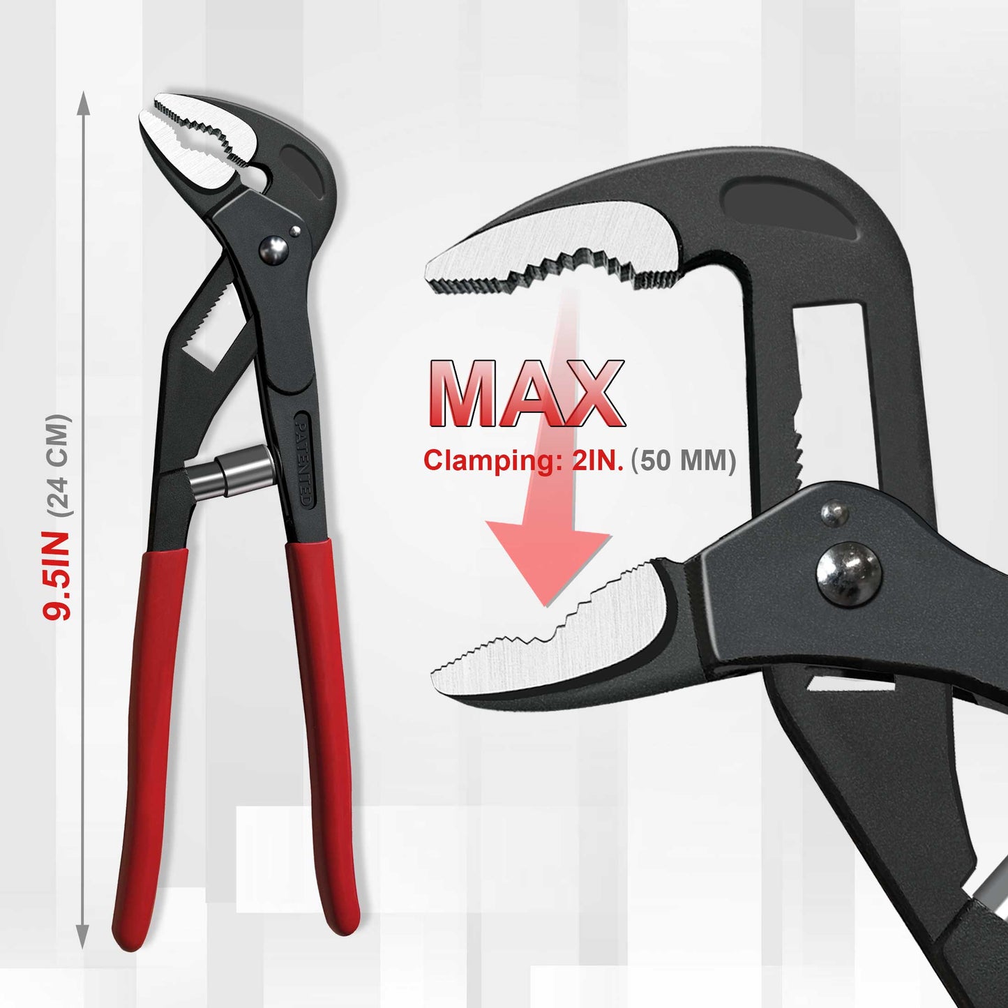 HAUTMEC 10in Quick Adjust Tongue and Groove Joint Pliers, V-Jaw with Comfort Grips, Auto-Adjusting Quick-Action Water pump Pliers On Pipes, Bolts and Nuts HT0088