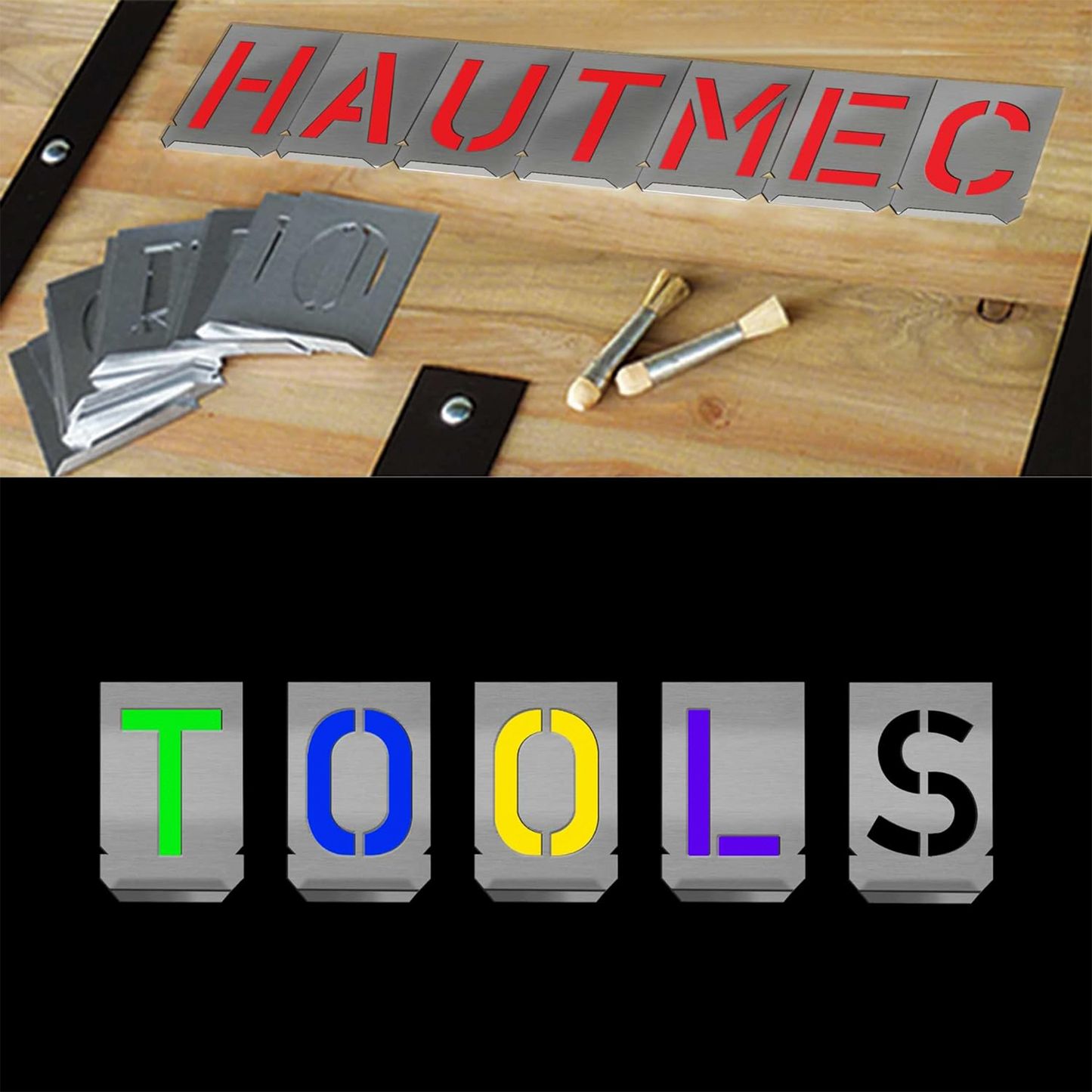 HAUTMEC Vintage Stainless Steel Letters Stencils, A to Z Stainless Steel Stencils & Holder, 1-1/4" (30mm) Letters, Shop Stencil, Advertising Stencilling, Craft-Printing, Reusable HT0337-ST