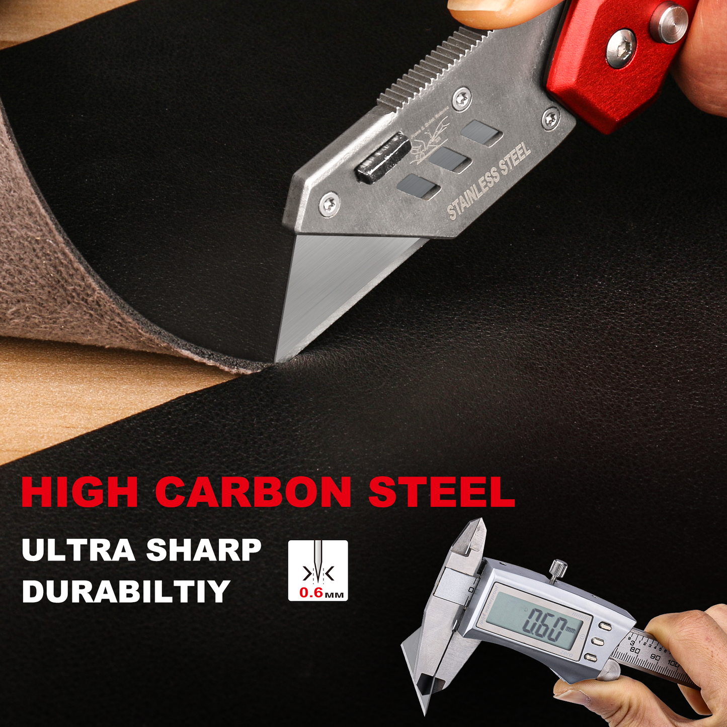 HAUTMEC 100 Pack Utility Knife Blades, Standard Box Cutter Blades with Innovative Safty Dispenser, Premium Carbon Steel Utility Blade Replacement, for Box, Carpet, Rope - HTUBL25011