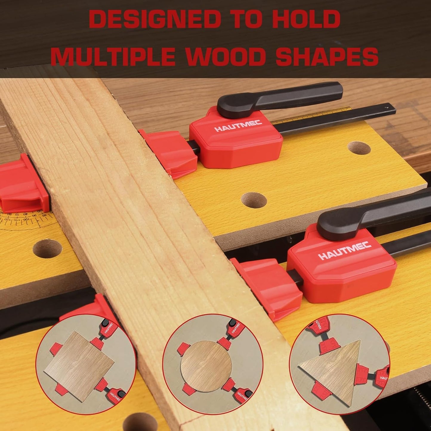 HAUTMEC Quick-Change Clamping Elements, Adjustable Desktop Bar Clamps, Bench Dog Clamps for Woodworking HT0276-CL