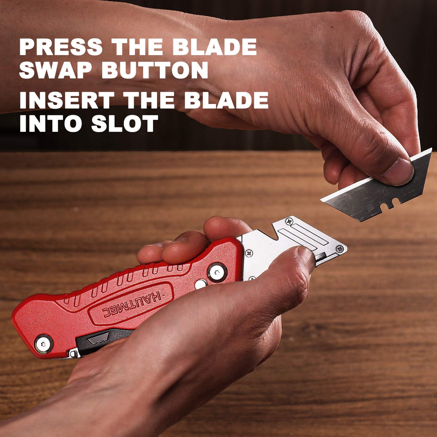 HAUTMEC Multifunctional Heavy Duty Folding Utility Knife With Integrated Screwdrivers, Box Cutter Built In Zinc Alloy Housing, 3 Extra Sharp Black SK4 Blades HT0294