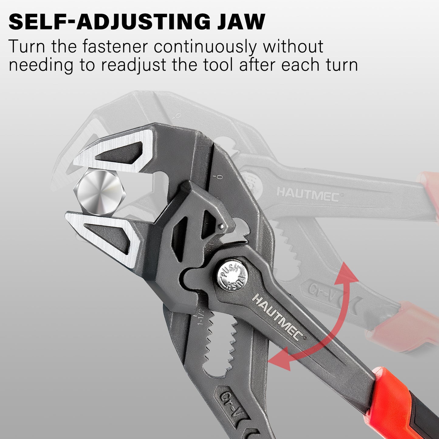 HAUTMEC  2-Piece 10 Inch Adjustable Pliers Wrench & Water Pump Pliers, Parallel Smooth Jaw & V-Jaw, CR-V Steel, Fast Adjustable Tongue and Groove Joint Pliers for Plumbing, Mechanical, Home Repair HTAWH25027