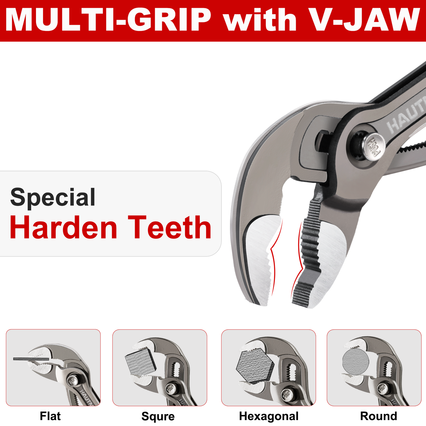 HAUTMEC 3 PCS Water Pump Pliers Set, Fast Adjustable Tongue and Groove Joint Pliers Tool Set,V-Jaw with Comfort Grips, 7 10 12Inch Plier Rust-Proof CRV Steel Construction for Plumbing HT0370-PL