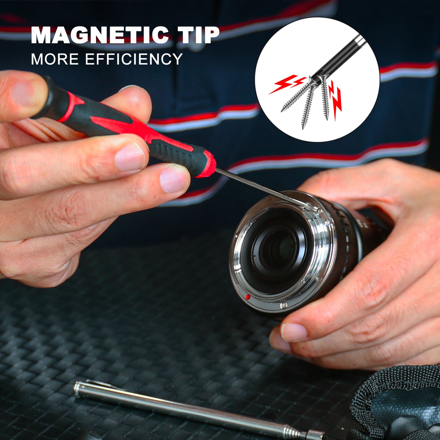 HAUTMEC 11-PCS Precision Mini Screwdriver Set with Telescoping Magnetic Pickup Tool, Phillips, Flat, Torx, Pouch, CRV Steel Shaft Magnetic Tiny Screwdriver Set for Eyeglass, Watch, Laptop, Phone, HT0421