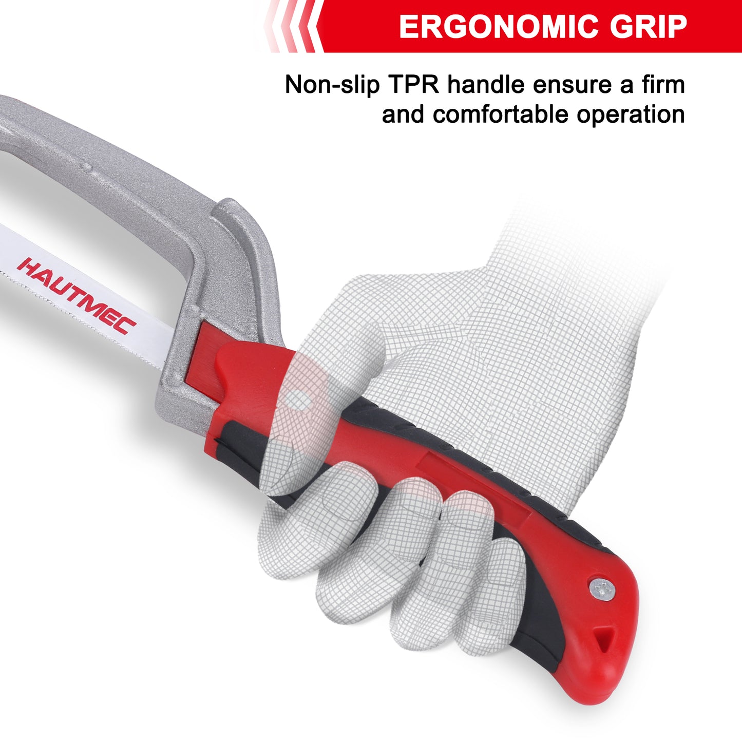 HAUTMEC Mini Hacksaw – Compact Hand Hack Saw Metal Frame With 3 PCS Bimetal HSS Blade, Especially cuts in Tight Hard-Reach Spaces, HT0355-MS