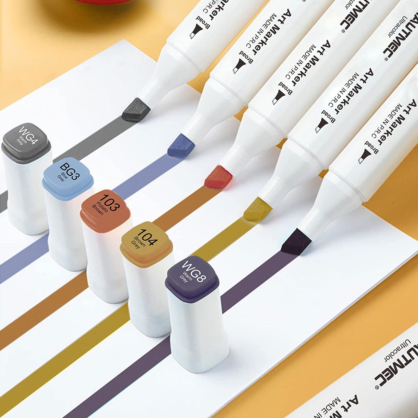 HAUTMEC 36 Grayscale Tone Markers Brush Tip Double, Tipped Alcohol Based Brush Markers for Product Design | Kids Drawing | Sketching Card | Making Illustration HT0212