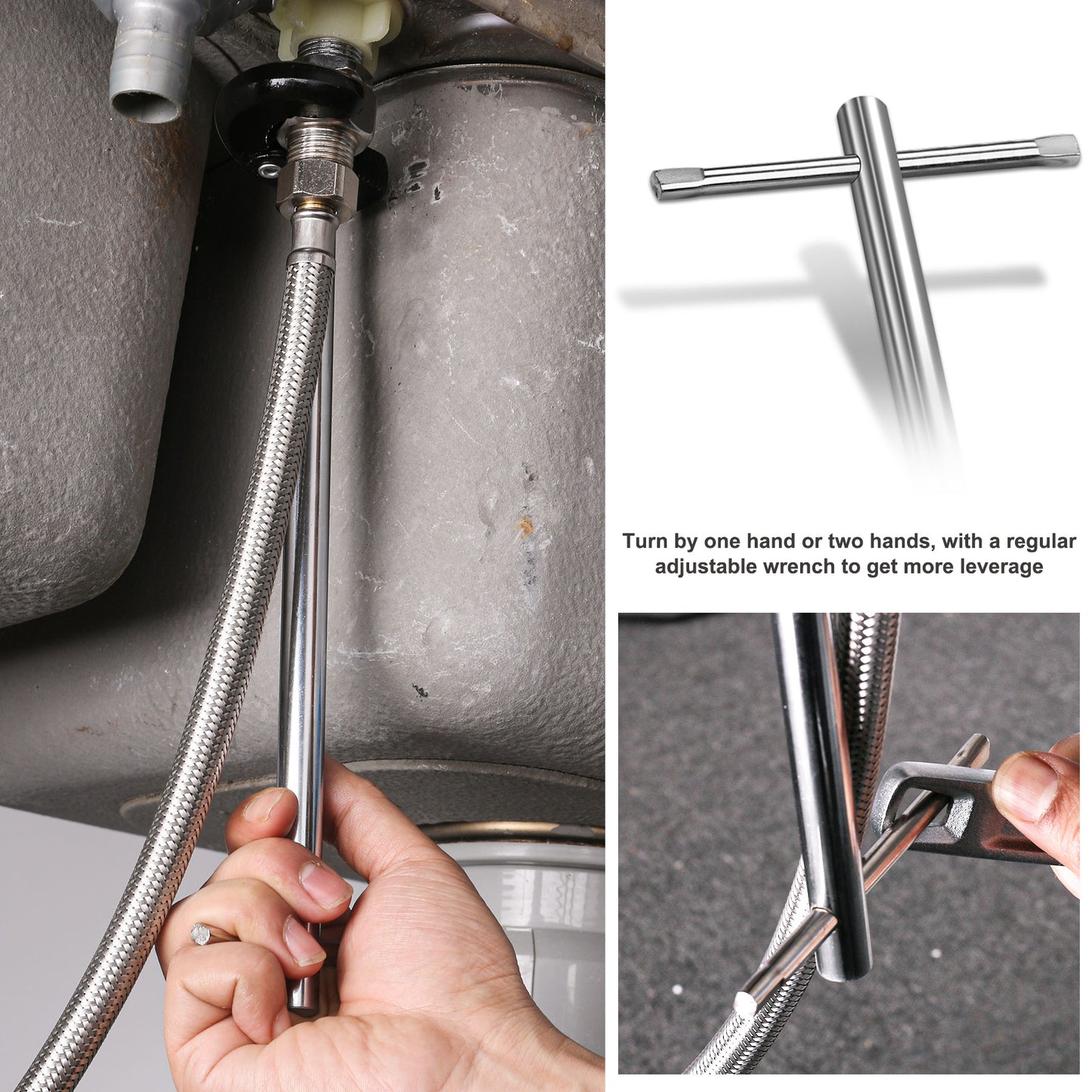 HAUTMEC 11 Inch Basin Wrench to Get into Tight Spaces with 3/8'' to 1-1/4'' Capacity for Faucet Hex Nuts Under Sink, PL0024