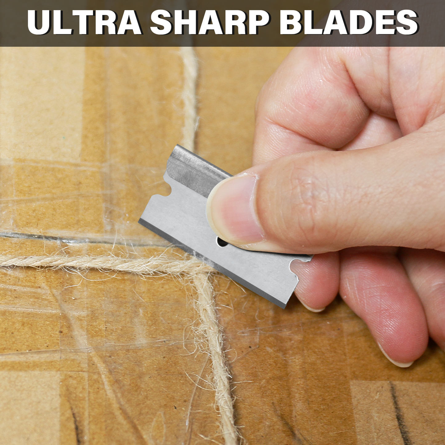 HAUTMEC 100 Pack Single Edge Razor Blades, Heavy Duty Edge Blades, Ultra Sharp, Rust-Resistant,Industrial & DIY Use, Fits most Standard Scraper & Utility Knife, for Removing Decals, Stickers HTPBM25029