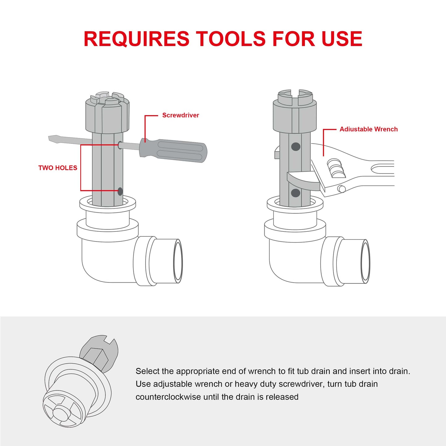 HAUTMEC Tub Drain Remover Wrench PL0030