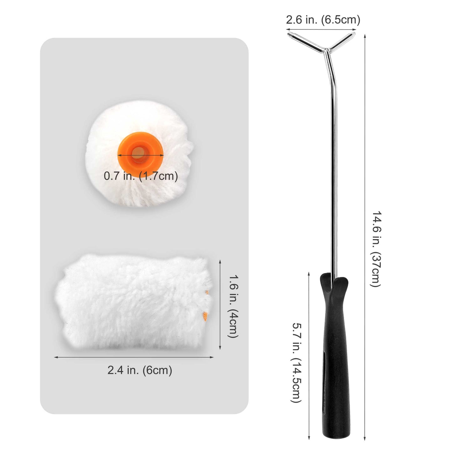 HAUTMEC Smart Paint Roller Kit For Painting Tube and Coin Forms, Mini Roller Frame, Microfiber Roller Covers, Comfortable Handle, Painting Pipes, Fences, Furnitures, Walls etc HT0033-PT