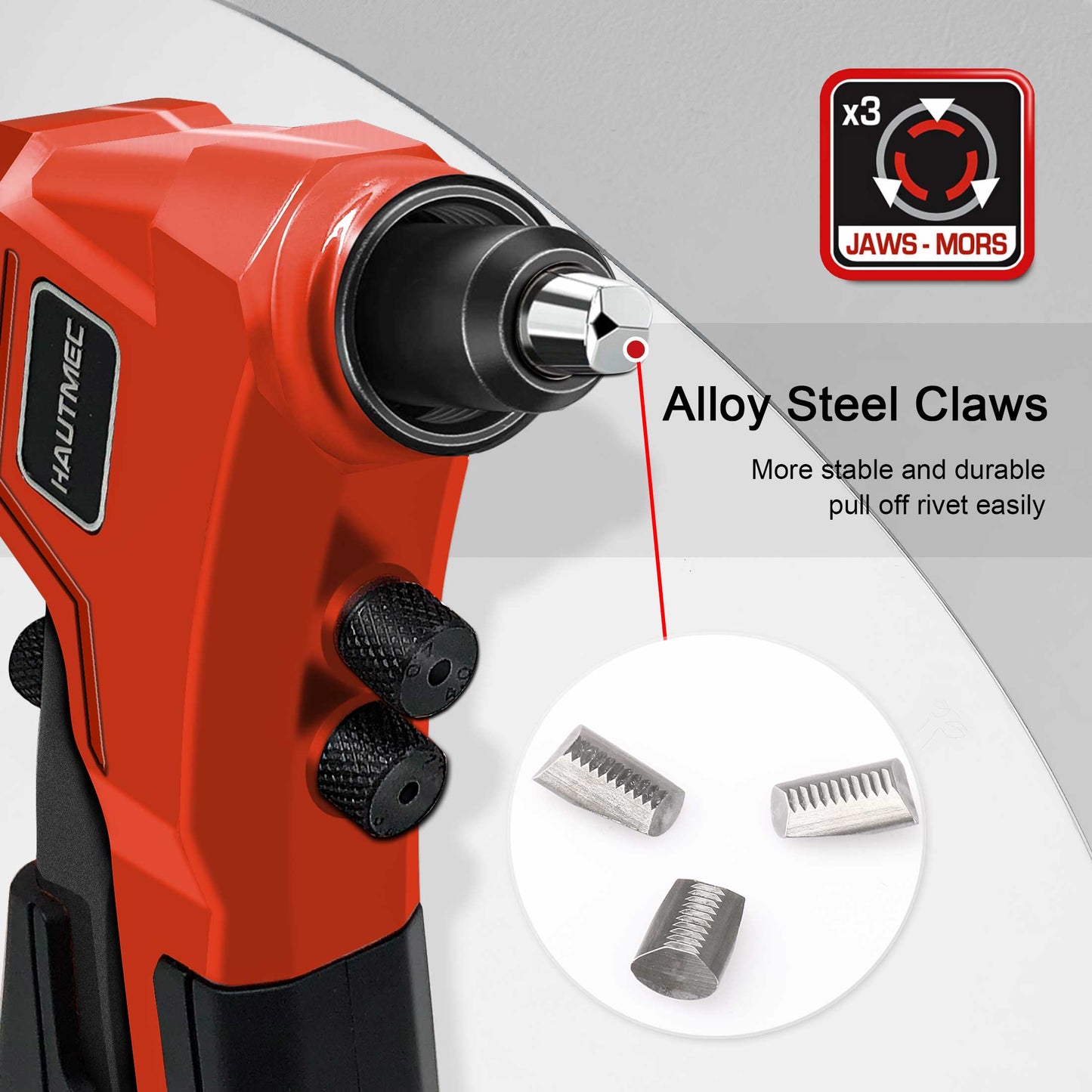 HAUTMEC Pop Rivet Gun,4 in 1 Hand Riveter with 4 Tool-Free Interchangeable Rivet Heads HT0087-HR