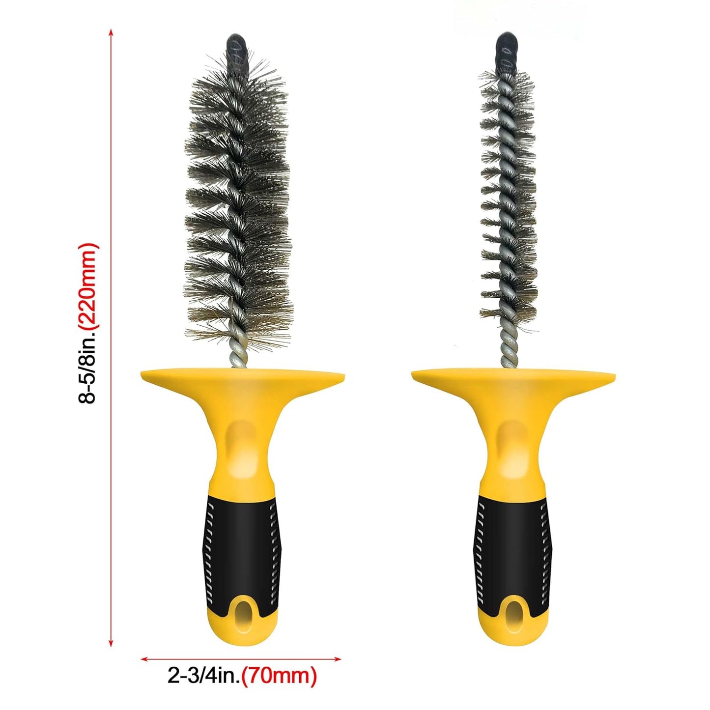 HAUTMEC 2pc Professional Stainless Steel Wire Tube Cleaning Brush, Plumbing and Mechanical Wire Brush Cleaning Tool HT0022-W