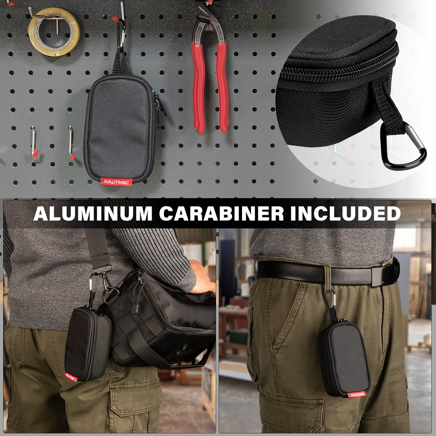 HAUTMEC Small Hard Tool Storage Case, Heavy-Duty 1680D Tool Bag with EVA Molded Base, PE Reinforced Top & Waterproof Bottom, Dual Zipper Compact Organizer for Small Parts & Electronic Devices – HT0402