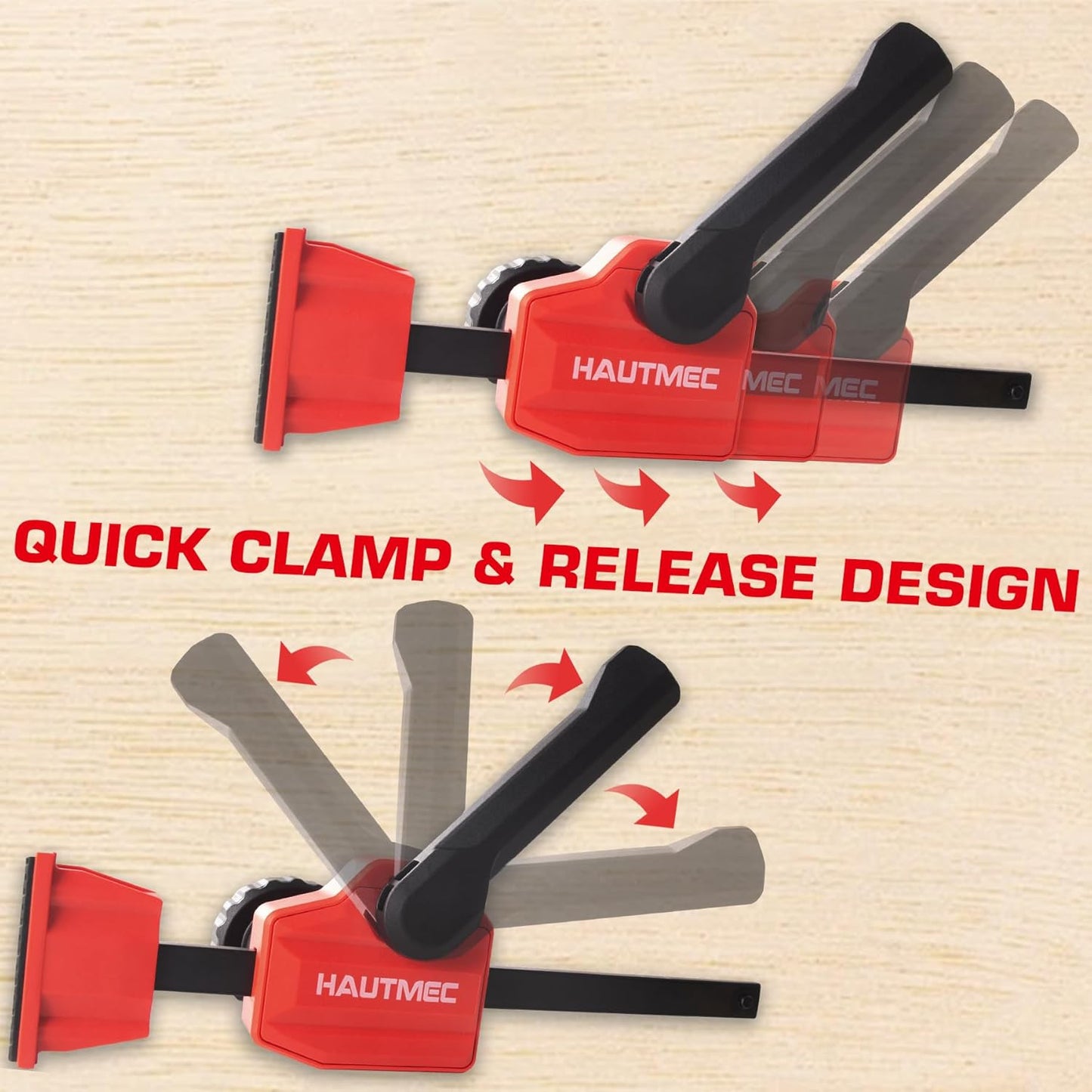 HAUTMEC Quick-Change Clamping Elements, Adjustable Desktop Bar Clamps, Bench Dog Clamps for Woodworking HT0276-CL