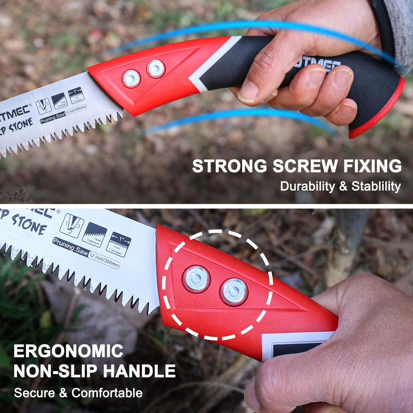 HAUTMEC 12" Pro Prunning Saw, A Pull Stroke Saw with Straight SK5 Steel Blade, Trapezoidal Teeth and Scabbard, for Pruning, Woodworking, Sharp Stone Series, HT0305