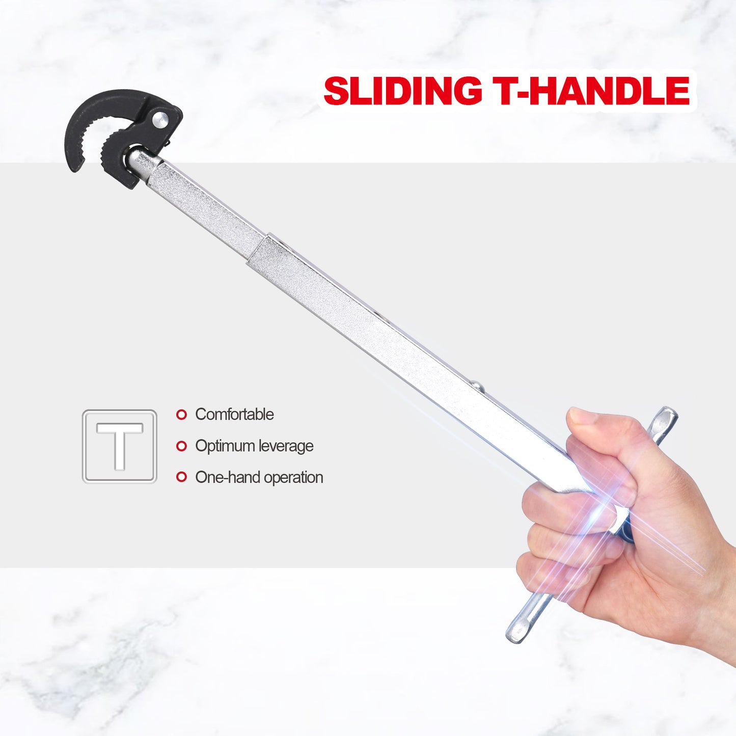 HAUTMEC Telescoping Basin Wrench, Sink Wrench, 3/8" to 1-1/4" Jaw Capacity, 10" to 17" Extendable Handle, Steel Sink Faucet Remover PL0025