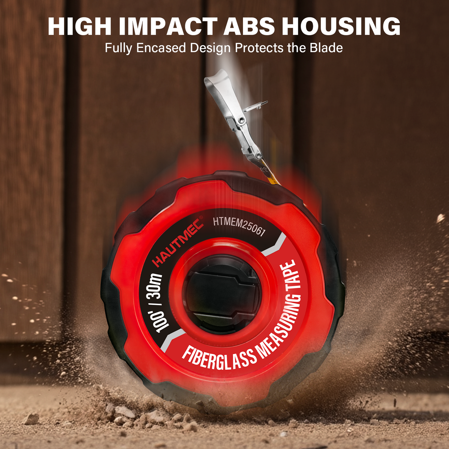 HAUTMEC Measuring Tape Long 100ft/30m Tape Measure Flexible Pvc Fiberglass Dual Inch/Metric, 3:1 Gear Ratio Speed Closed Reel Measure Tape,For Land Yard Distance Measurement, And Construction HTMEM25061