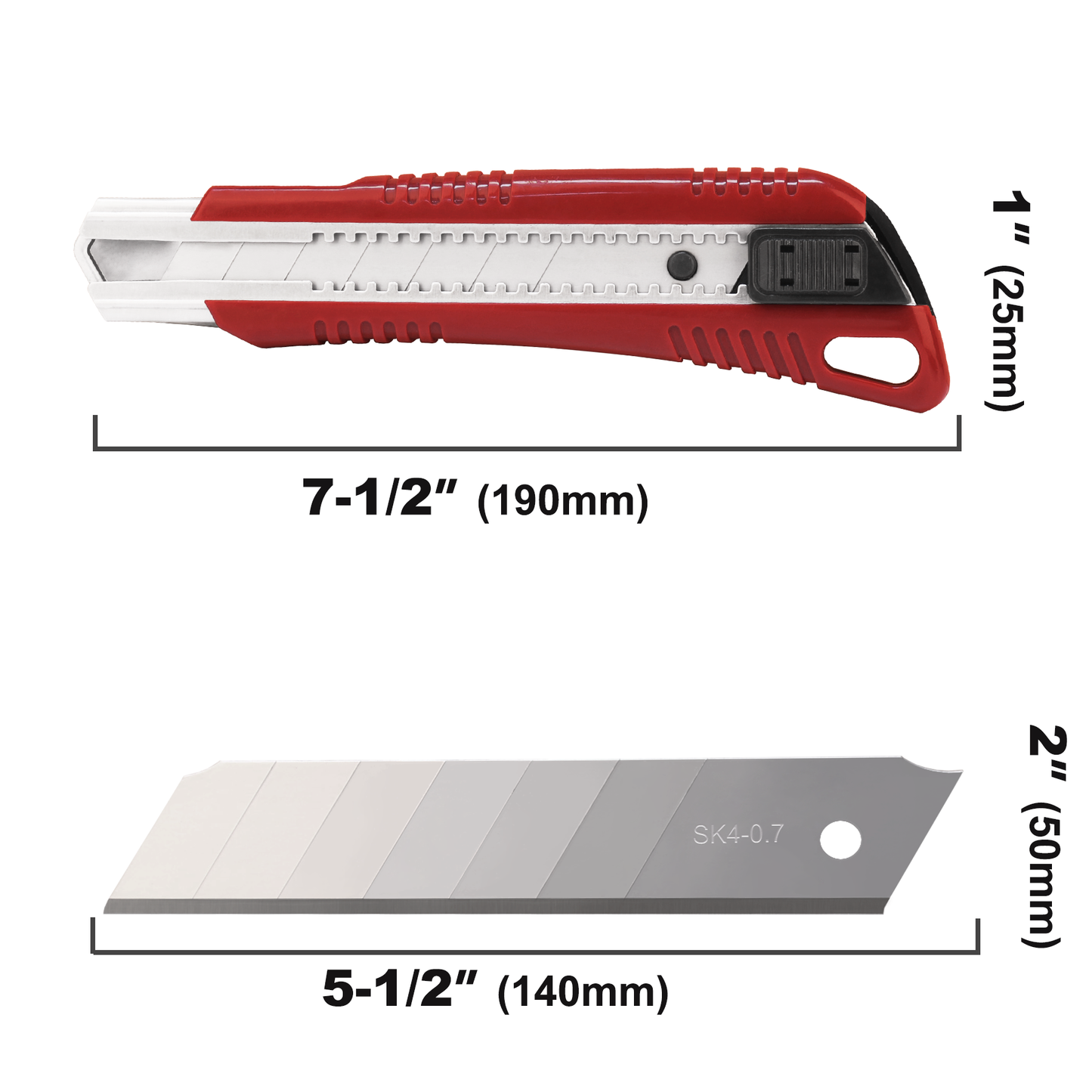 HAUTMEC 25mm Extra Heavy-Duty Utility Knife, Snap-off Retractable Box Cutter with 3pcs Sharp Blades, Auto-lock Mechanism, Sturdy Body HT0080-KN