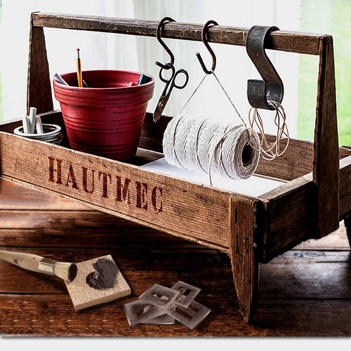 HAUTMEC Vintage Aluminum Letters Stencils, A to Z Aluminum Stencils & Holder, 50mm Letters, Shop Stencil, Advertising Stencilling, Craft-Printing, Reusable HD00001