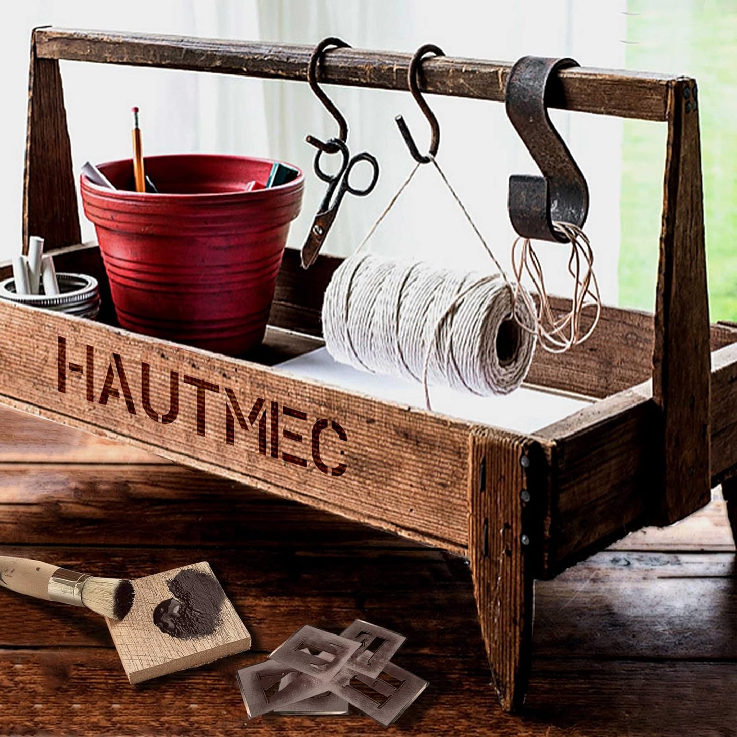 HAUTMEC Vintage Stainless Steel Letters Stencils, A to Z Stainless Steel Stencils & Holder, 40mm Letters, Shop Stencil, Advertising Stencilling, Craft-Printing, Reusable HT0239-ST