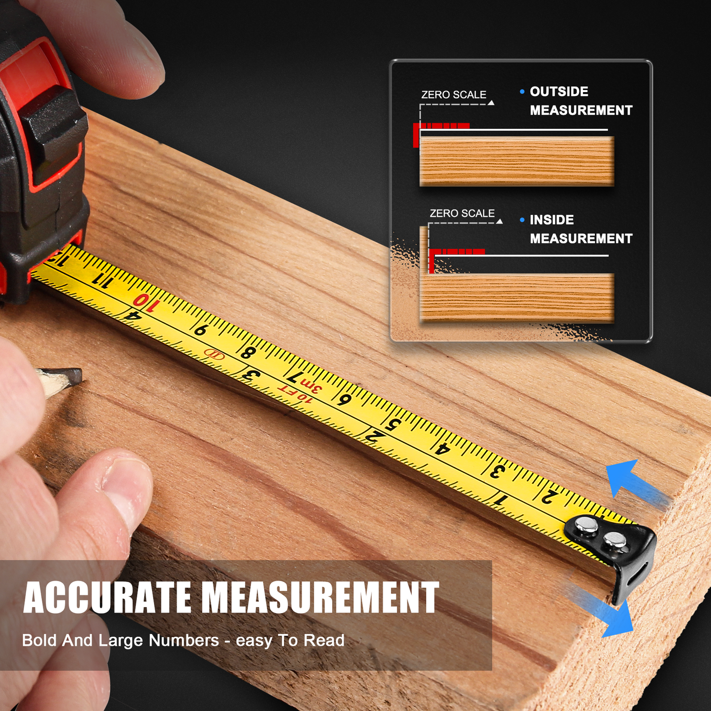 HAUTMEC 3 Pc Small Tape Measure, Mini Tape Measure, Keychain Tape Measure, Metric and Imperial Scales, Retractable Pocket Tape Measure Suitable for Homeowners, HT0252