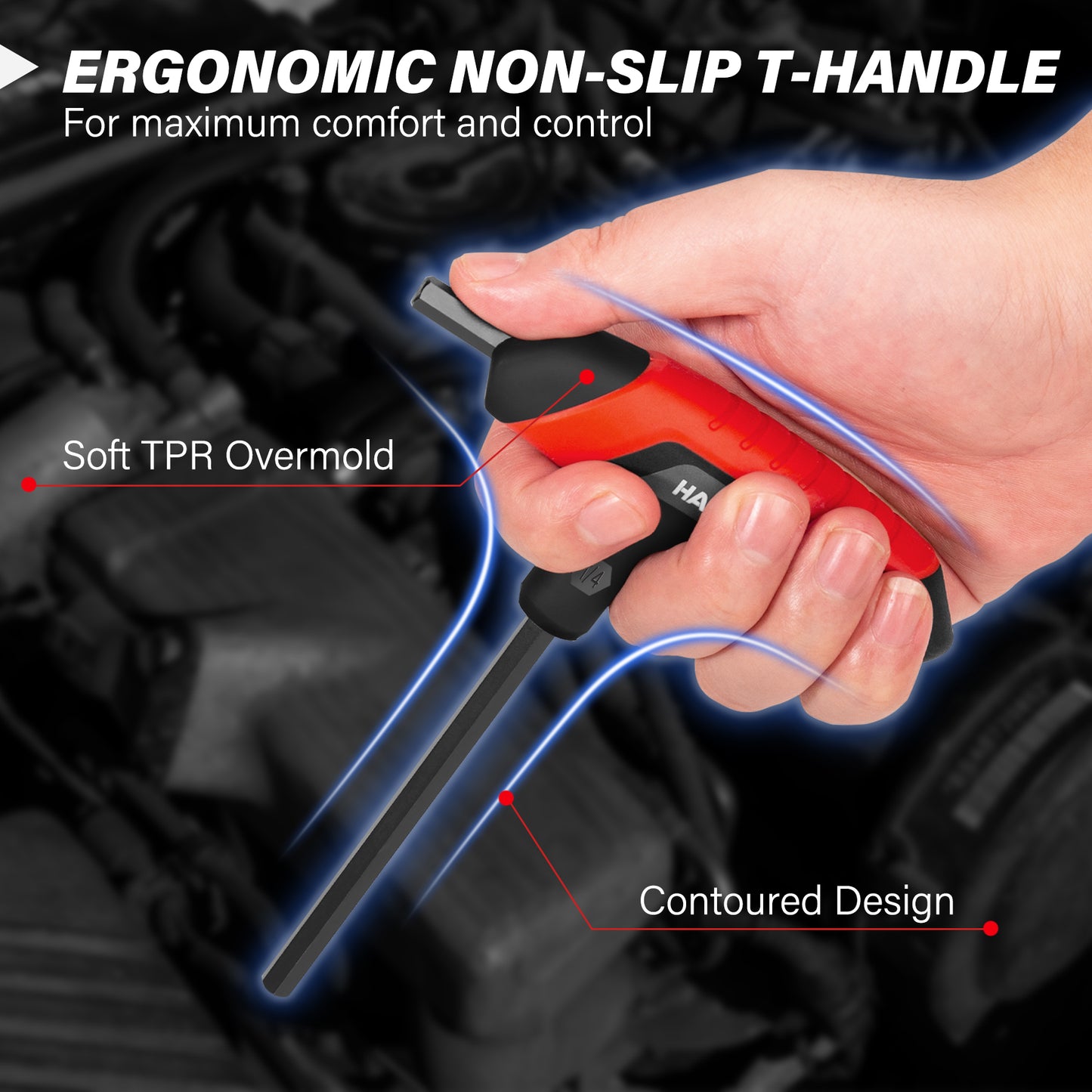 HAUTMEC 14-Piece T-Handle Allen Wrench Set, SAE & Metric T-Handle Hex Key Set, High Torque CR-V Steel Allen Key Set with Storage Rack, for Bike, Motorcycle, Furniture & Auto Repair, HTHKH25040