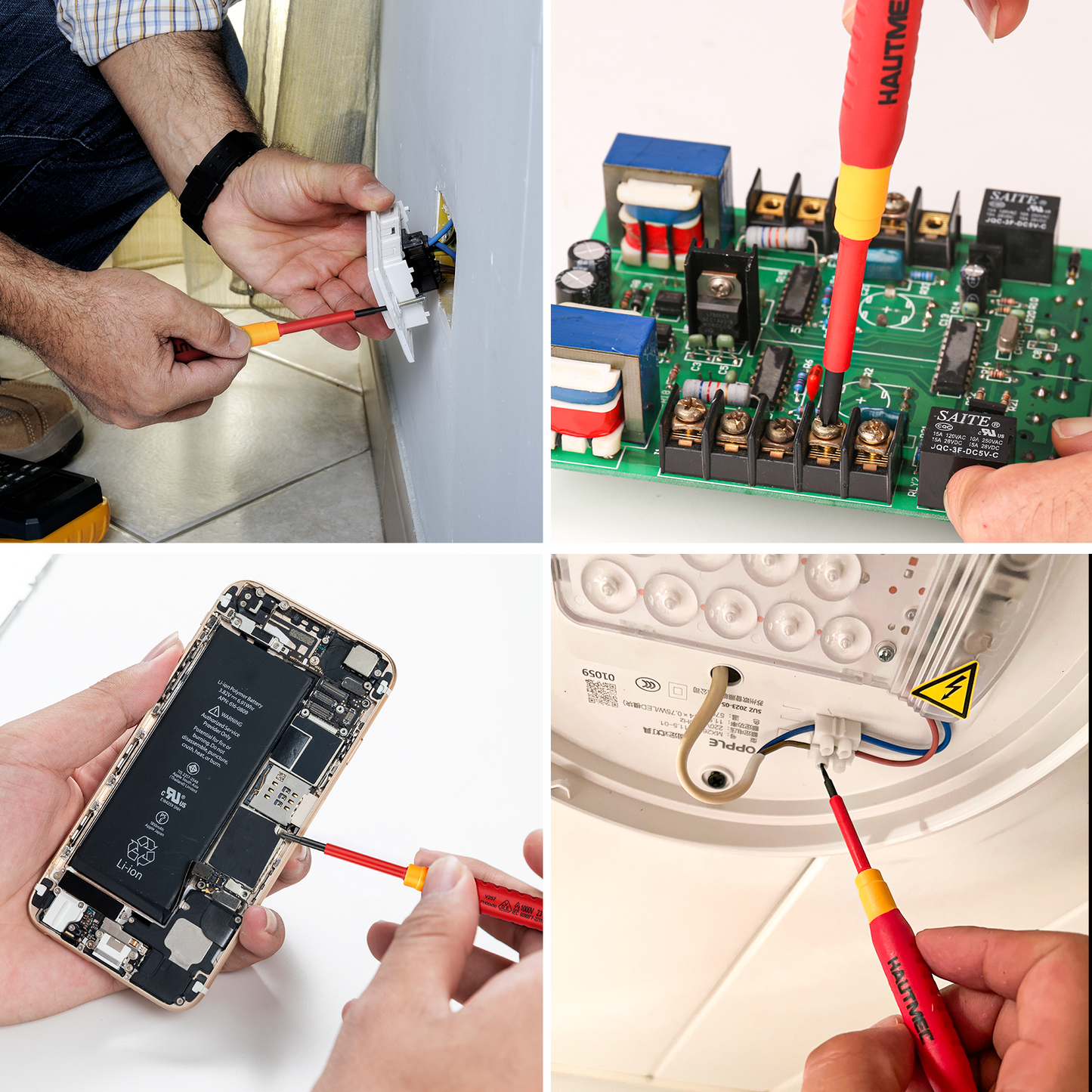 HAUTMEC 6PCS Small Precision Screwdriver Set 1000V Mini Insulated Screwdriver Set with VDE Certified, S2 Steel, Slotted and Phillips Magnetic Tip for Electrical Work, HT0313