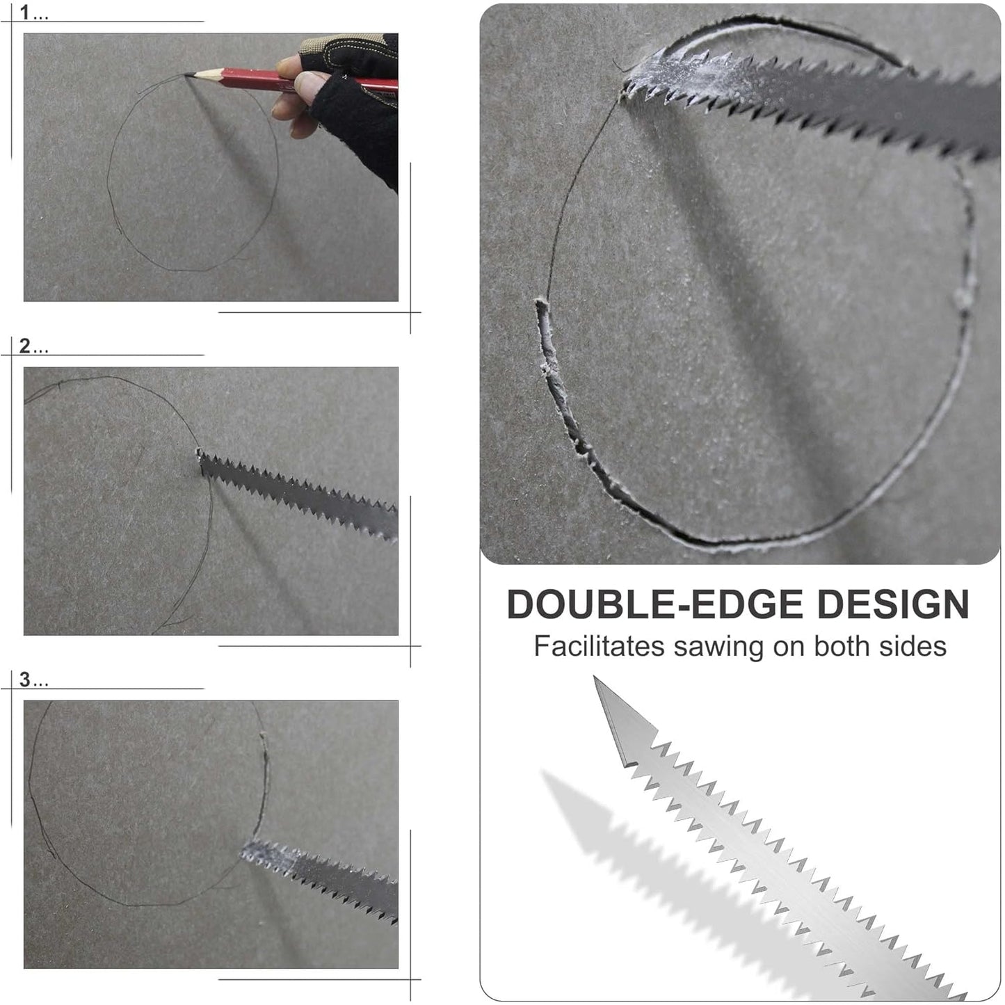 HAUTMEC 6-Inch Drywall/JabJab Saw with Soft Grip Handle and Sharp Tip, Double Edge Hand Saw for Wallboard, Drywall, Plywood, Plastic Cutting, Trimming, Gardening and Pruning HT0028-SA