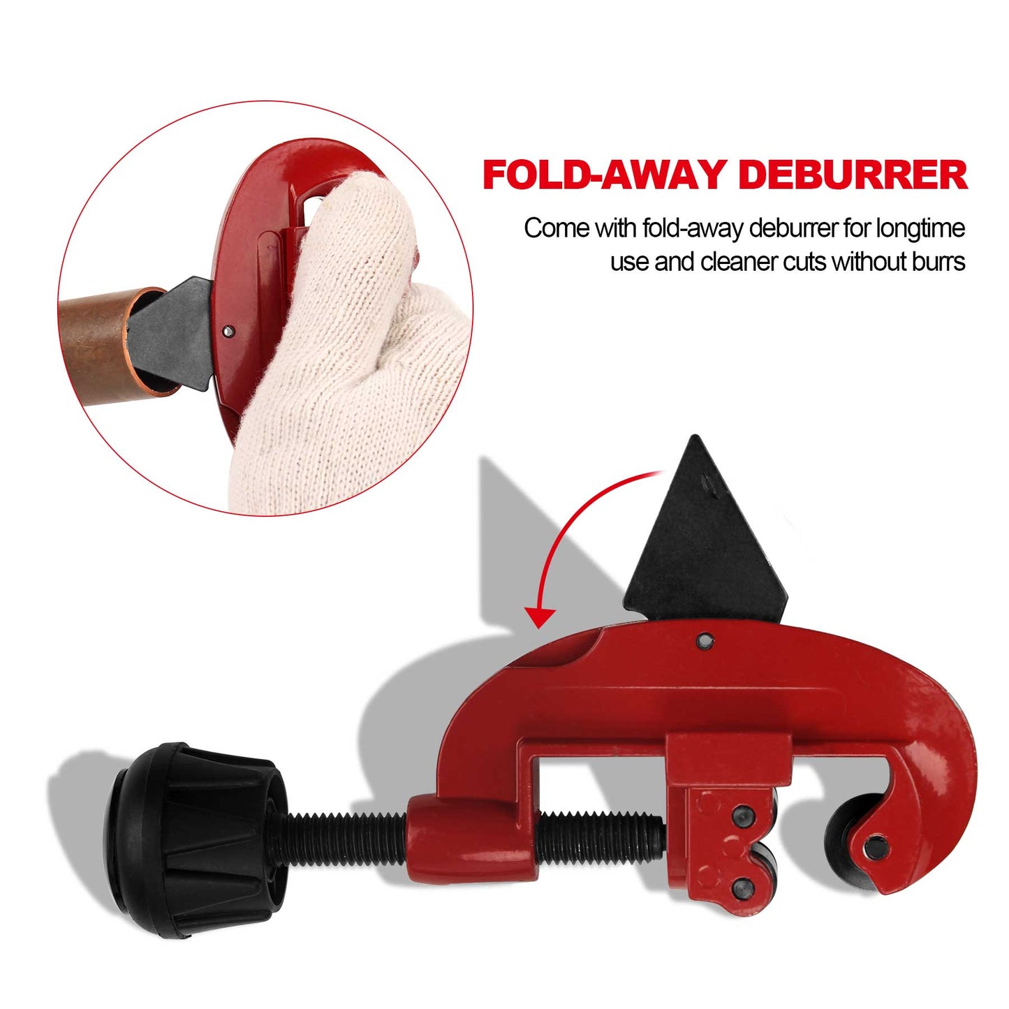 HAUTMEC Adjustable Expert Tube Cutter 1/8in - 1-1/8in (3-30mm) with an Extra Blade and deburrer, Heavy Duty Multipurpose Pipe Cutter for Aluminum, Copper, PVC, Thin Stainless Steel Tube PL7261702
