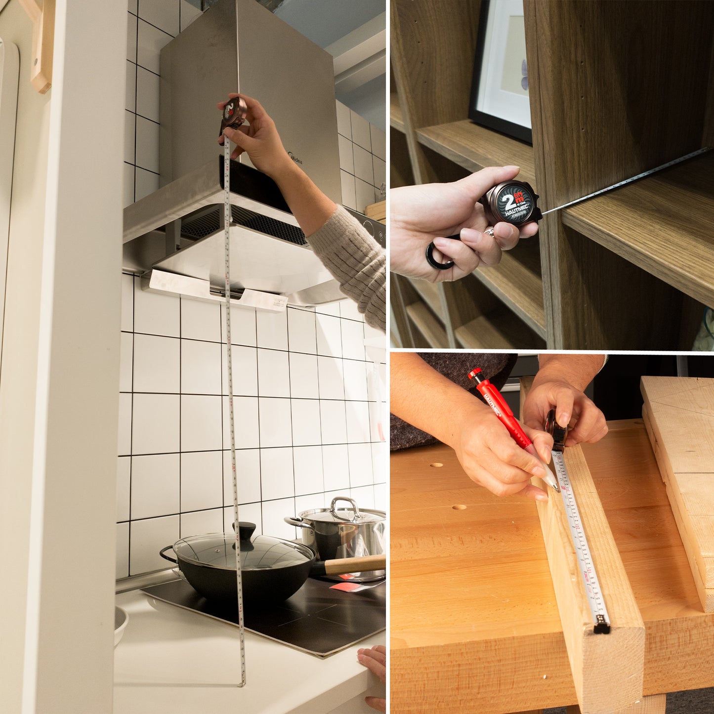 HAUTMEC Mini Tape Measure, Brown 3PCS 6FT/2M Small Measuring Tape, Metric & Imperial Scales, Retractable Pocket Keychain Measurement,ABS Protective Casing, Suitable for Homeowners, HTMEH25056