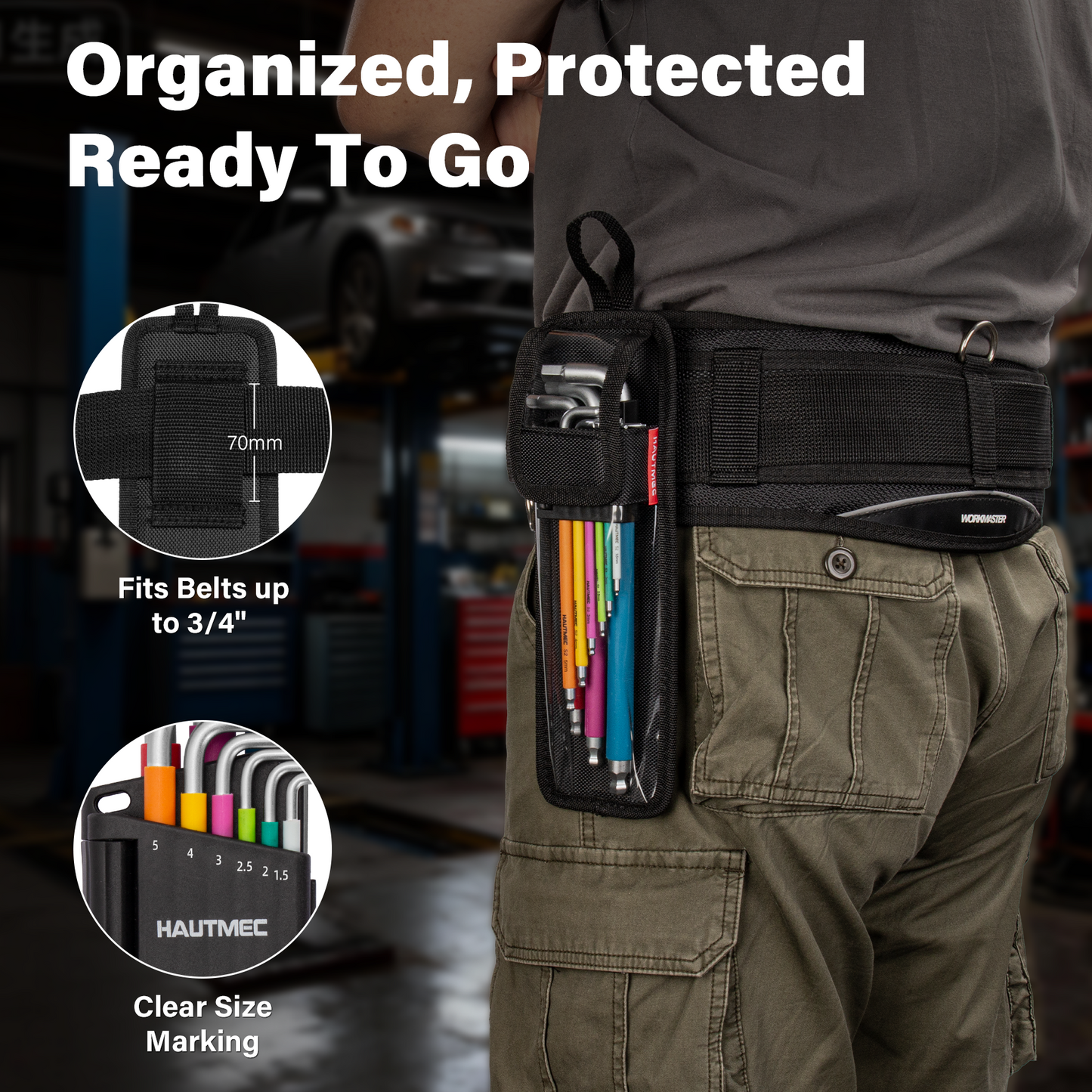 HAUTMEC Metric Allen Wrenches Sets with Ball End, 9PCS Extra Long Arm Hex Key Set,  Heavy-Duty S2 Steel Pro Allen Key Set, 1.5-10mm, Color Coded Sleeve with Belt Loop Pouch for Professional Mechanics HTHKP25054