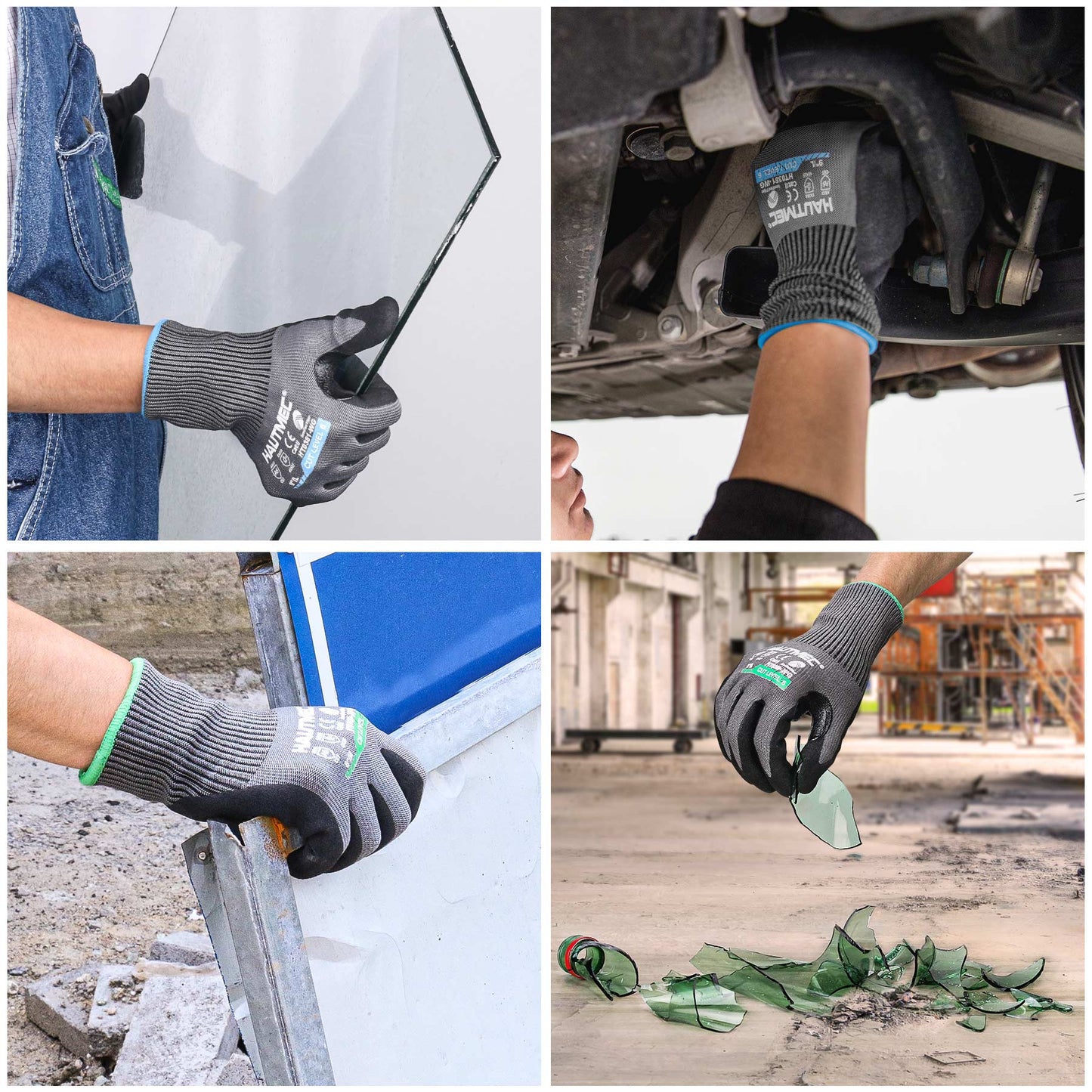 HAUTMEC InnoFlex Cut Resistant Work Gloves A6 Cutting Gloves, High-Dexterity Nitrile Dipped, Touchscreen, 13 Gauge Knit Reinforced Nitrile Coating Cut Proof Gloves for Men for Construction, Manufacture, Garden, Fishing, Garden(M) HT0380