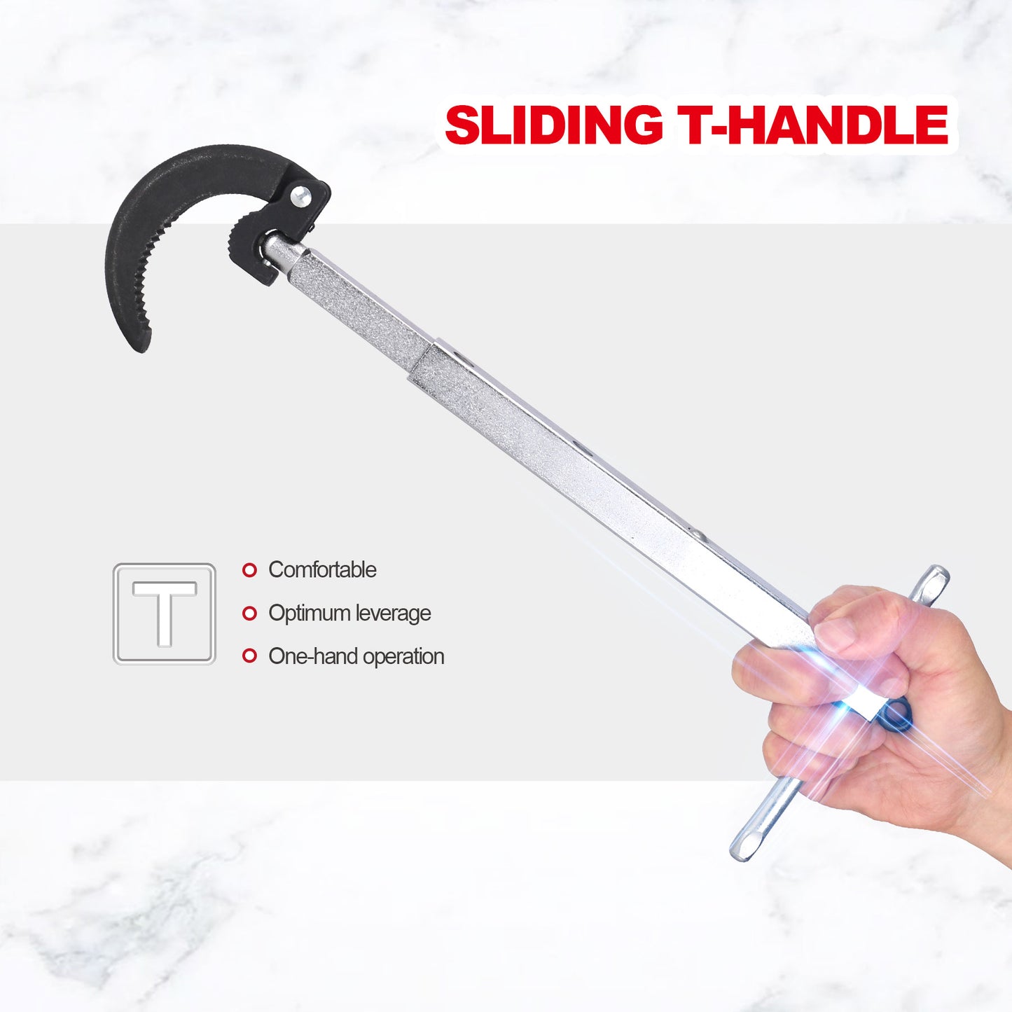 HAUTMEC Pro Telescoping Basin Wrench with 7/8" to 2-1/2" Jaw Capacity, 10" to 17" Extendable Handle, Steel Sink Faucet Remover, Tap Nut Spanner in Tight Spaces PL0027