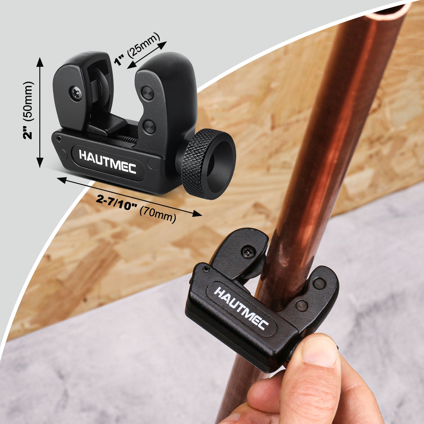 HAUTMEC Copper Pipe Cutter Tool 1/8" to 1-1/8" OD (3-30mm), Mini Copper Tubing Cutter Tool for PVC, Copper, Aluminum, and Thin Stainless Steel Tube HT0133-TC