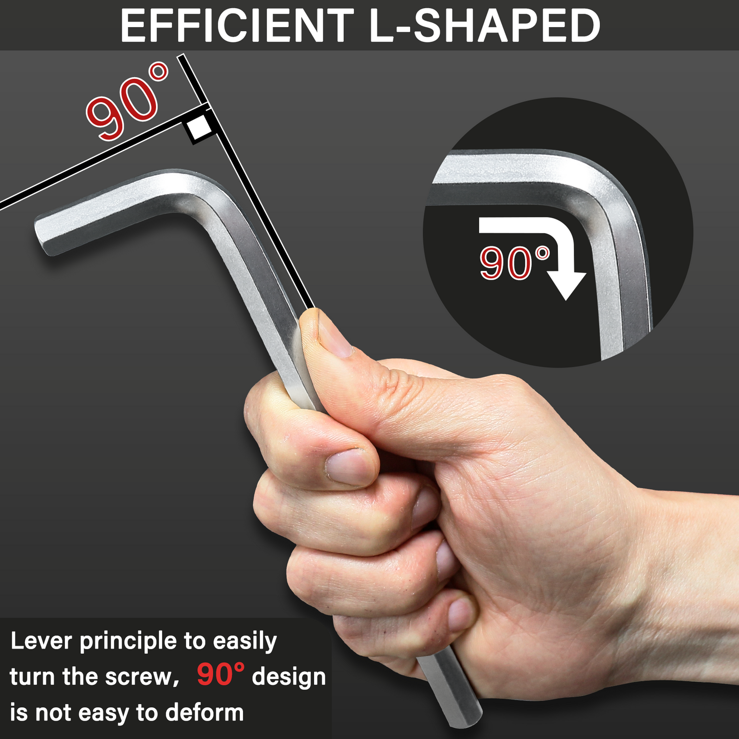 HAUTMEC 9-Piece Hex Key Allen Wrench Set, L Shape Metric Assortment, Chrome Vanadium Steel, Precise and Chamfered Tips, 1.5-10 mm, HT0221-SS