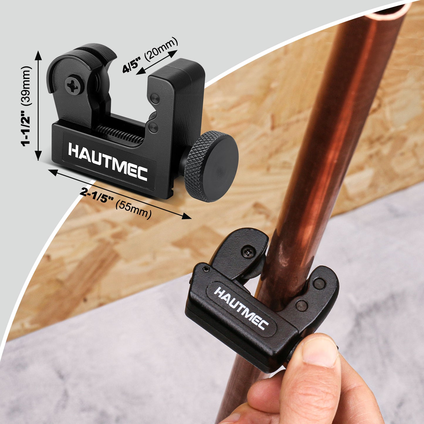 HAUTMEC Copper Pipe Cutter Tool 1/8" to 7/8" OD (3-22mm), Mini Copper Tubing Cutter Tool for PVC, Copper, Aluminum, and Thin Stainless Steel Tube HT0132-TC