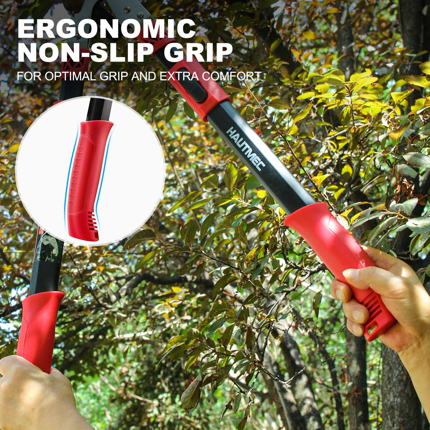 HAUTMEC Extendable 27-37'' Anvil Loppers with Compound Action System, 2" Cutting Capacity, Labor-Saving Tree Trimmer, Heavy Duty Thick Branch Garden Pruning Clippers Scissors HT0149-PS