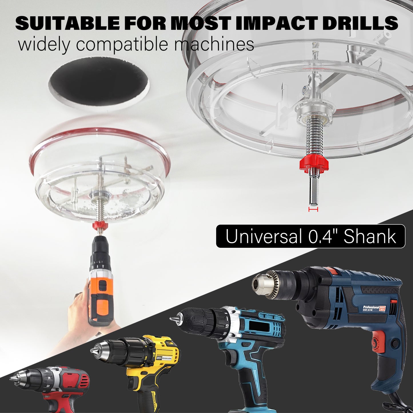 HAUTMEC Adjustable Hole Saw Cutter Kit, 1.6"–11.8"(40–300mm) Large Size, Heavy-Duty Bi-Metal Hole Cutter with PC Dust Shield, Adjustable Arbor & Pilot Bit for Wood, Plastic, Drywall – HTHOH25014