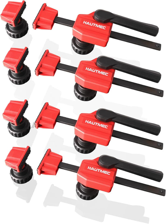 HAUTMEC 3/4" Bench Dog Clamp, Quick-Release Hold Down Clamps for 19mm Dog Holes, 170 Lbs Clamping Force, Adjustable Bench Clamps for Woodworking, Assembling, Gluing, 4 Pack - HT0276-2pc