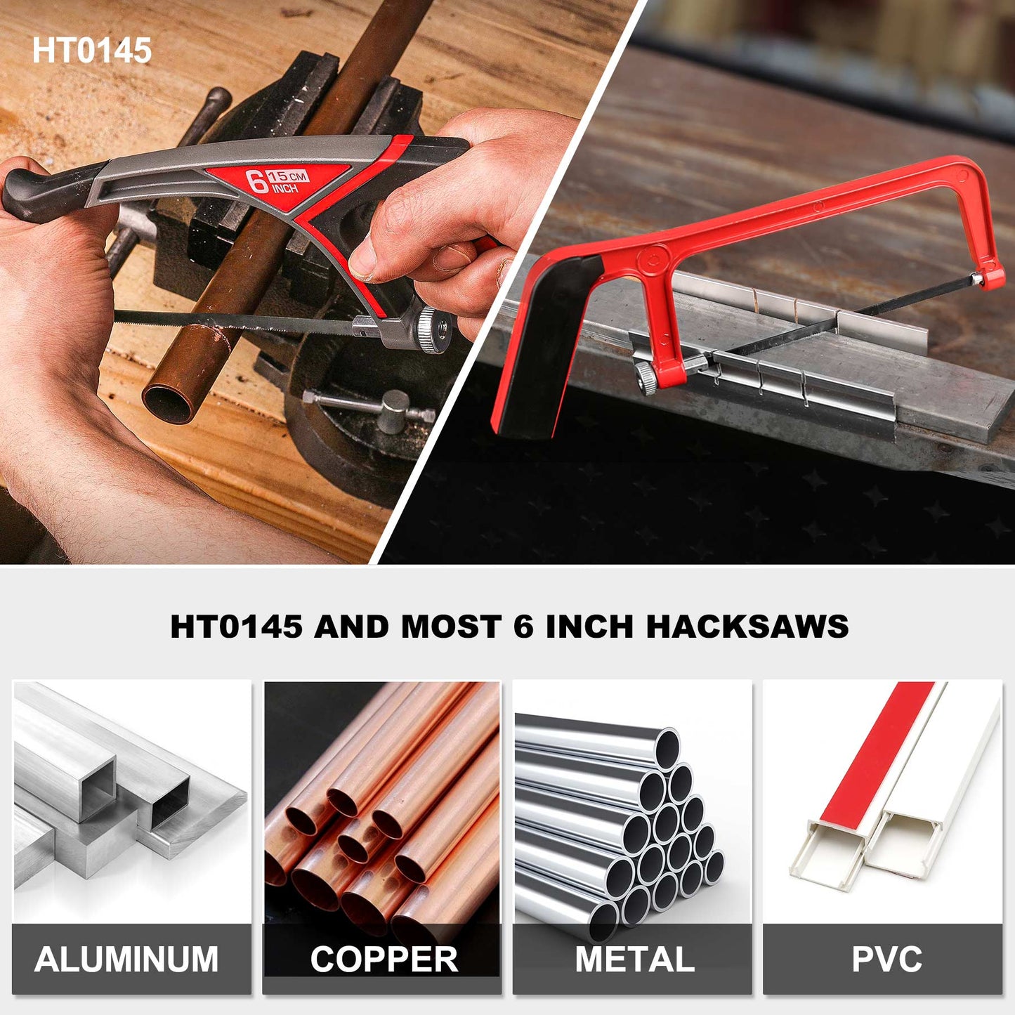 HAUTMEC Professional Bi-Metal Steel Mini/Junior Hacksaw Blades 6 inch, High Speed Steel Grounded Medium Teeth, Pack of 10, HT0150-CT
