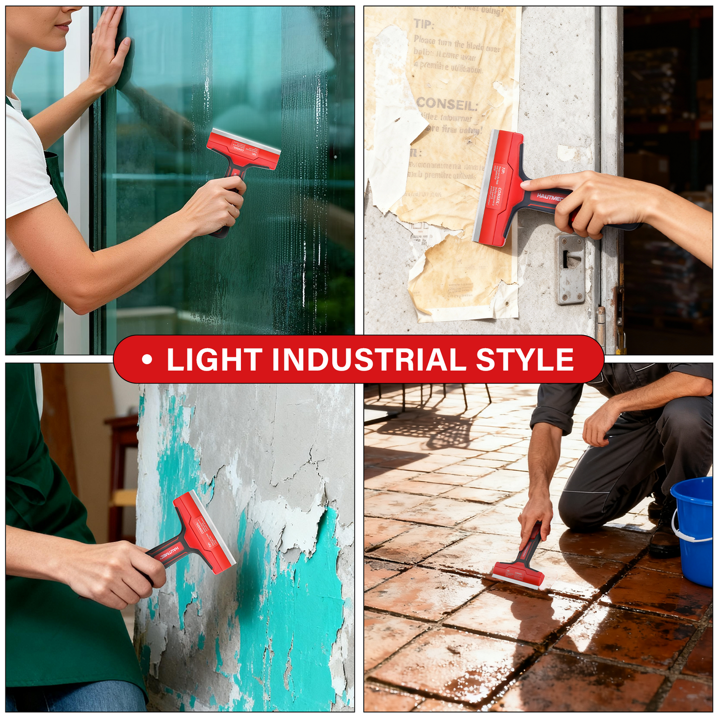 HAUTMEC Razor Blade Scraper Tool, 4" Wider Scraper Tool with 20 Extra Carbon Steel Blades, Razor Scraper for glass scraper, Adhesive, Label, Sticker from Window, Glass, Tile, Floor, Stove HTPBM25033