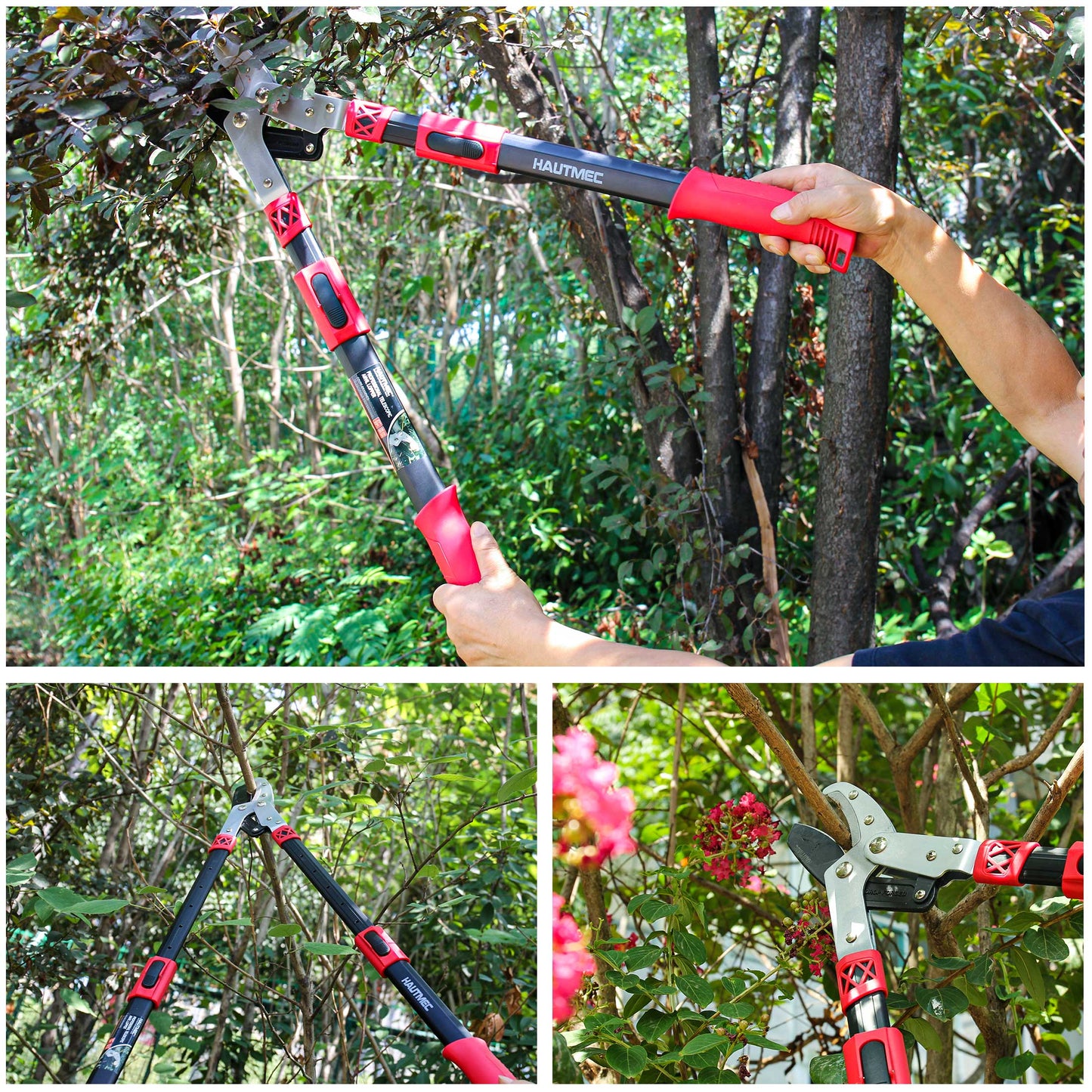 HAUTMEC Extendable 27-37'' Anvil Loppers with Compound Action System, 2" Cutting Capacity, Labor-Saving Tree Trimmer, Heavy Duty Thick Branch Garden Pruning Clippers Scissors HT0149-PS