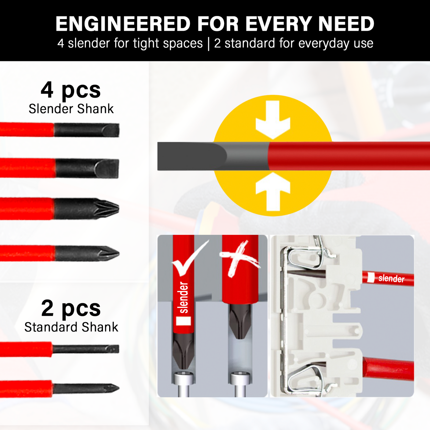 HAUTMEC 1000V 6Piece VDE Insulated Screwdrivers Set with Forged S2 Shanks, Magnetic Tips, Tri-Material Cushion Grip, Professional Electrician Screwdriver Kit, HT0331