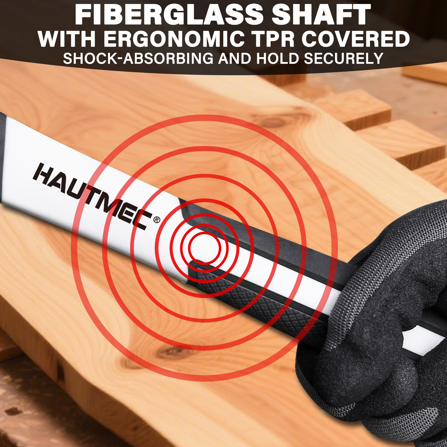 HAUTMEC 16 oz Claw Hammer, Drop Forged Claw Hammers with Magnetic Nail Holder and Firberglass Handle, Curved Jaw of Nail Puller, Smooth Face, HTMAM25003