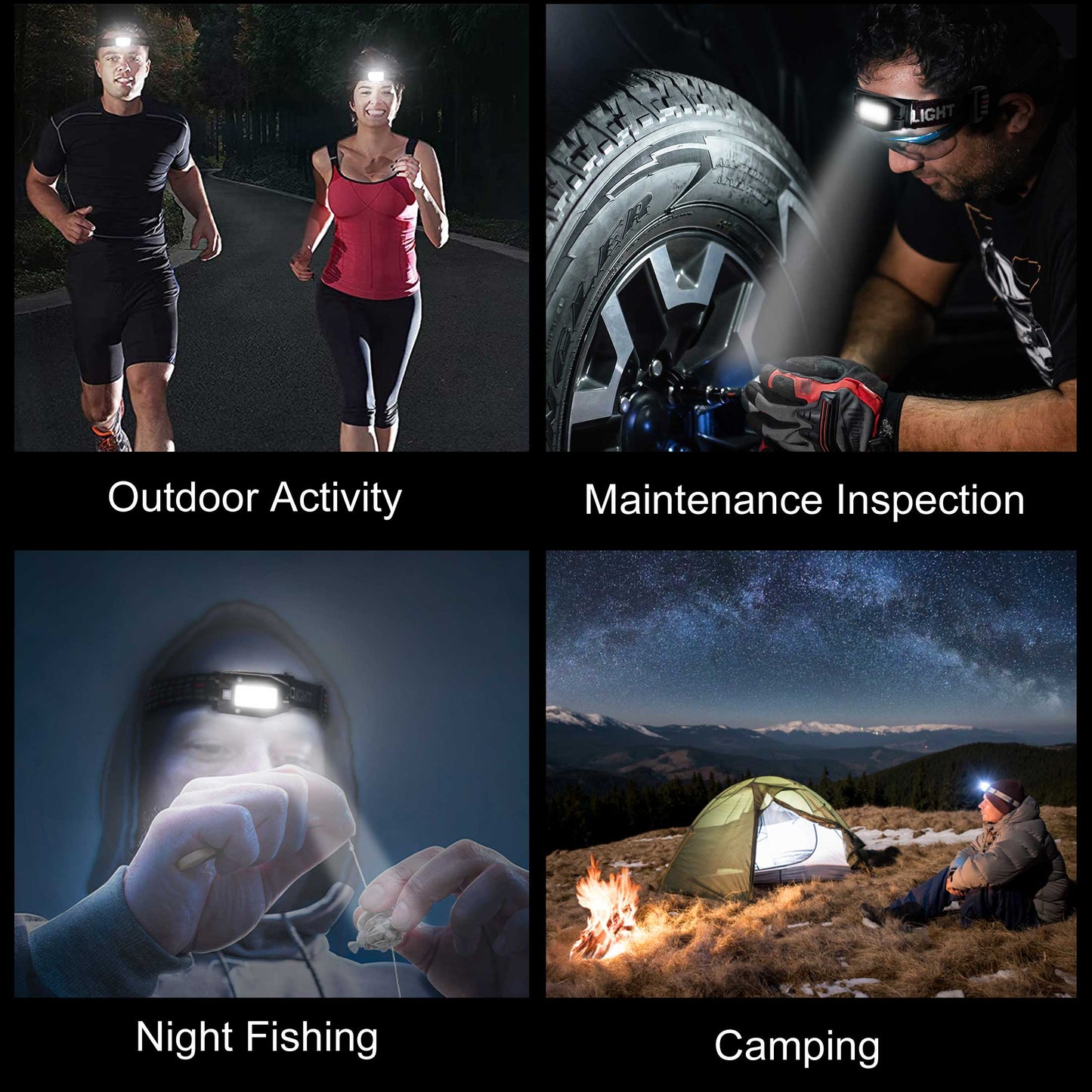 HAUTMEC Headlamp Rechargeable LED Headlamps for Adults 230° Wide Beam with Adjustable Headband for Head Lamp Waterproof Motion Sensor Head Lights for Running,Fishing,Hiking,CampingHT0218-HL