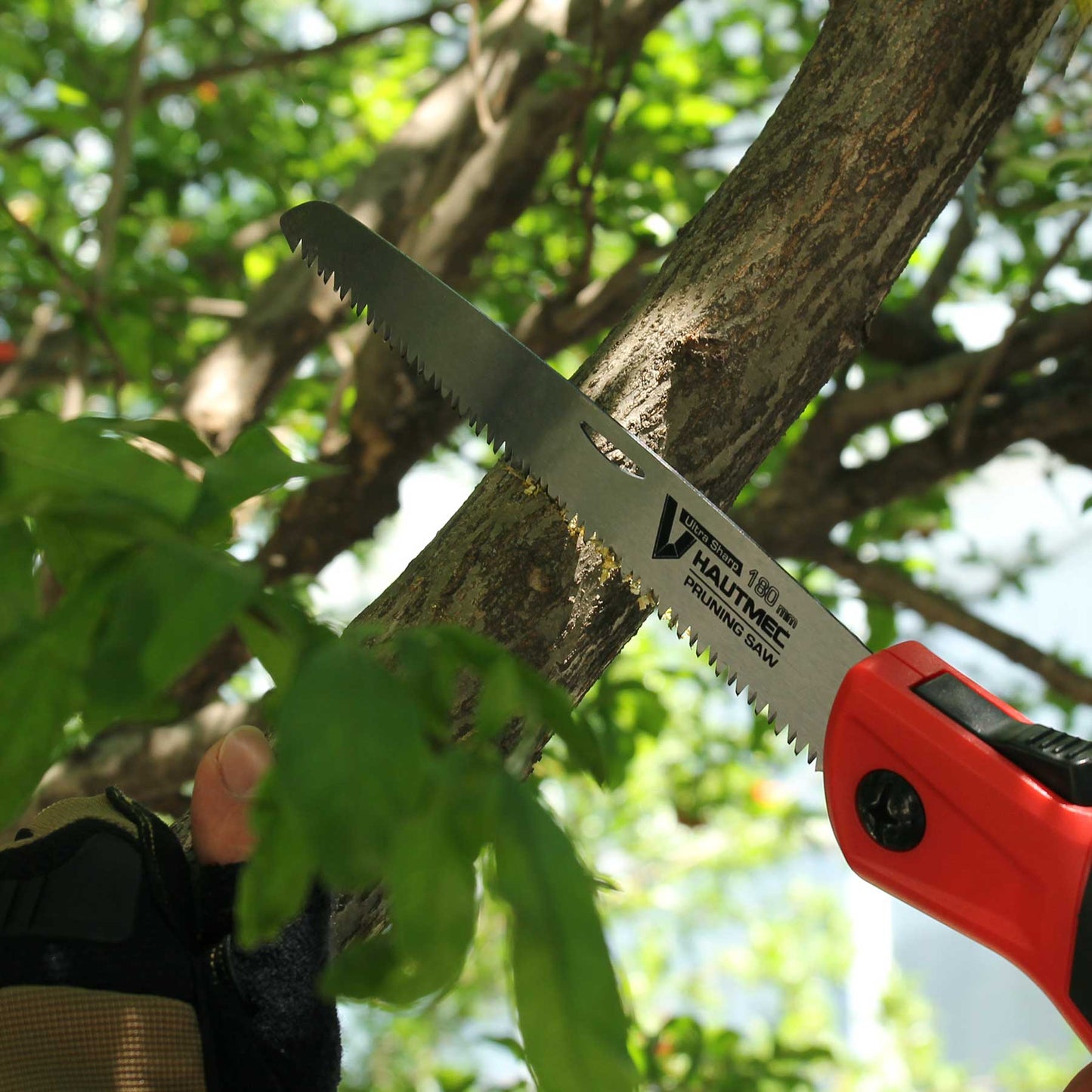 HAUTMEC 7 inch Folding Saw, SK-5 Steel and Triple-ground Teeth, Heavy Duty Single-Hand Blade Hand Saw for Wood Camping, Dry Wood Pruning Saw, for Garden Camping, Hunting and Bushcraft HT0135-PS